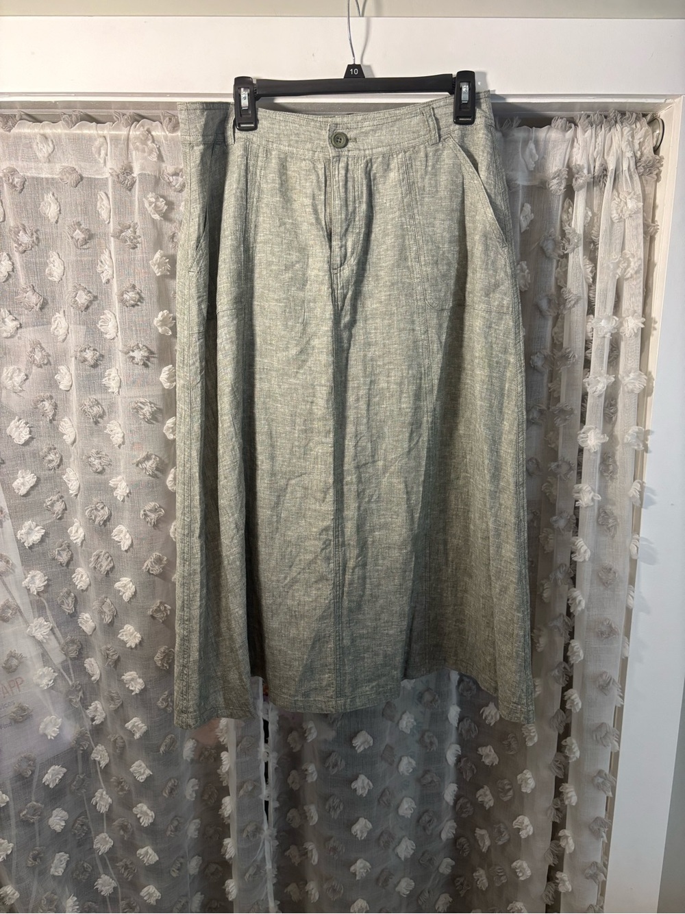 Christopher & Banks Light Sage A-Line Linen Blend Skirt